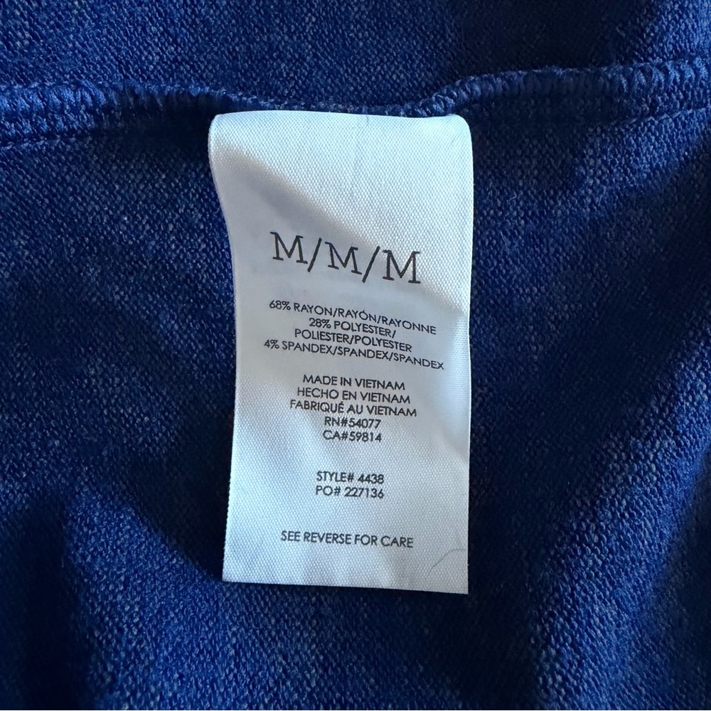 Cabi Cuddle Tee Cobalt Blue V-Neck 3/4 Sleeve Top Style 4438 Size M - Picture 12 of 12